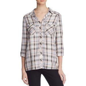 NWT Soft Joie Plaid Cenna Top in Nude